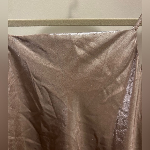 NWT Cult Gaia Leanne Low Back Metallic Satin Slip Dress Cameo - Picture 6 of 11